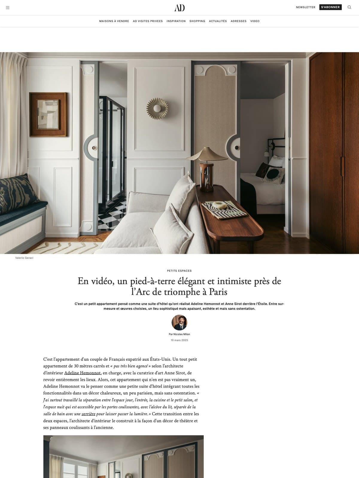 AD, 2025 — En vidéo, un pied-à-terre élégant et intimiste près de l'Arc de triomphe à Paris